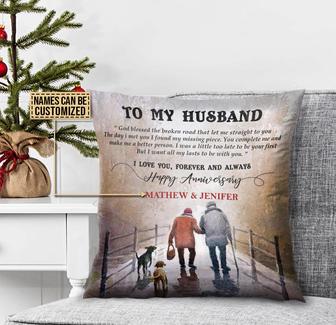 Dog Walking Happy Anniversary Custom Pillow - Thegiftio UK