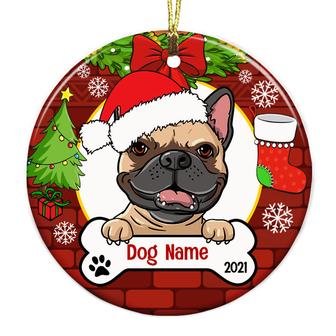 Personalized Christmas Gift For Dog Lovers, Dog Wreath Christmas Circle Ornament - Thegiftio UK