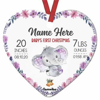 Personalized Elephant Baby First Christmas Heart Ornament AG186 73O58 - Thegiftio UK