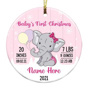 Personalized Elephant Baby First Christmas Ornament - Thegiftio UK