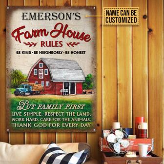 Farmhouse Rules Personalized Metal Sign - Gift for Home - Thegiftio UK