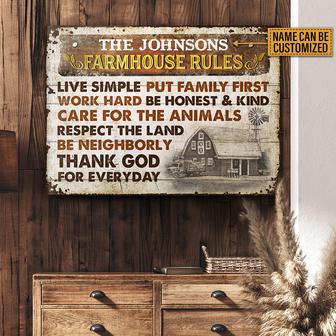 Farmhouse Rules Live Simple Custom Metal Sign - Home Gift - Thegiftio UK
