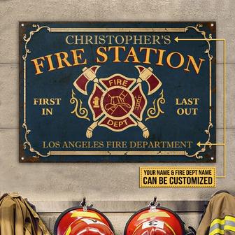 Personalized Firefighter Fire Station Metal Sign - Thegiftio UK