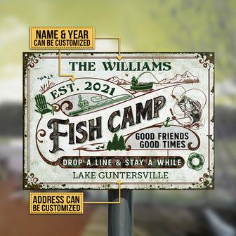 Fish Camp Stay A While Custom Metal Sign - Gift for Campers - Thegiftio UK