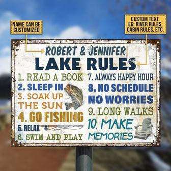 Fishing Go 10 Rules Custom Metal Sign - Gift for Fishermen - Thegiftio UK