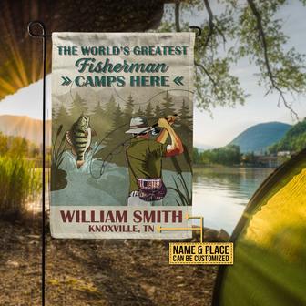 Greatest Fisherman Camps Here Custom Flag - Fisherman Gift - Thegiftio UK