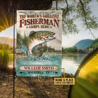 Greatest Fisherman Camps Here Custom Flag - Fishermen Gift - Thegiftio UK
