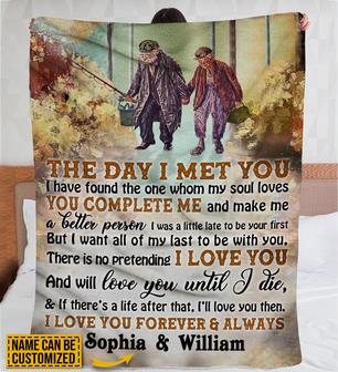 Personalized Fishing The Day I Met You Fleece Blanket - Thegiftio UK
