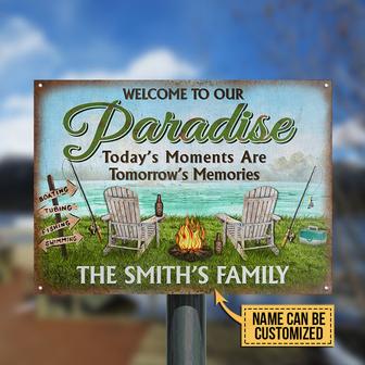 Welcome To Our Paradise Personalized Metal Sign - Thegiftio UK