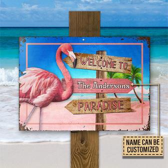 Flamingo Paradise Personalized Metal Sign - Gift for Friends - Thegiftio UK
