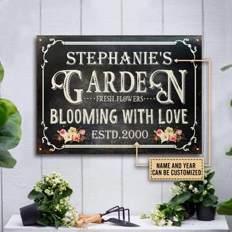 Blooming With Love Personalized Metal Sign - Garden Gift - Thegiftio UK