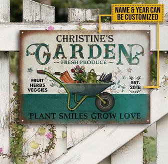 Garden Fresh Produce Plant Smiles Grow Custom Metal Sign - Thegiftio UK