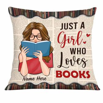 Personalized Girl Loves Books Pillow - Thegiftio UK