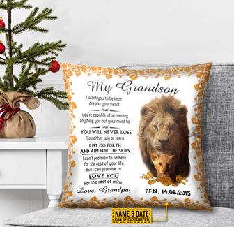 Lion Grandpa To Grandson Custom Pillow - Gift for Grandpa - Thegiftio UK