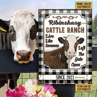 Highland Cattle Ranch Gate Open Custom Metal Sign - Gift - Thegiftio UK