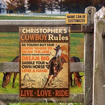 Horse Cowboy Rules Custom Metal Sign - Gift for Cowgirls - Thegiftio UK