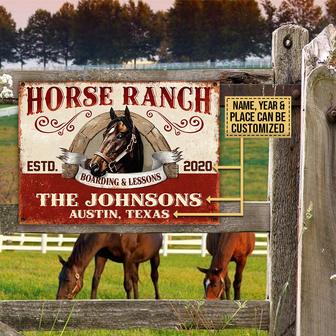 Personalized Horse Ranch Red Pattern Metal Sign - Thegiftio UK