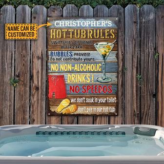 Hot Tub Rules Personalized Metal Sign - Gift for Friends - Thegiftio UK