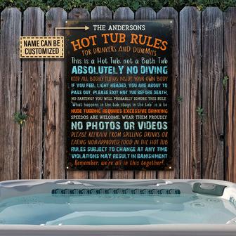 Hot Tub Rules Personalized Metal Sign - Gift for Friends - Thegiftio UK