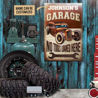 Hotrod Garage No Tools Loaned Personalized Metal Sign - Thegiftio UK