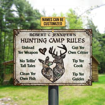 Hunting Rule Deer Camo Custom Metal Sign - Gift for Hunters - Thegiftio UK