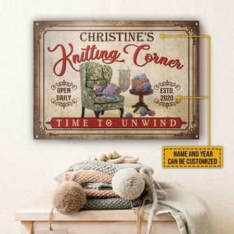 Knitting Corner Time To Unwind Custom Metal Sign - Thegiftio UK
