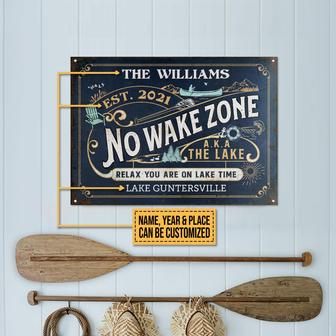 Lake No Wake Relax Personalized Metal Sign - Gift for Home - Thegiftio UK