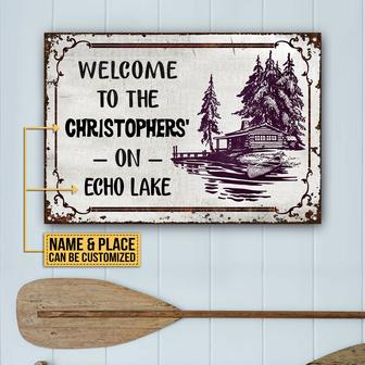 Personalized Lake Sketch Welcome Metal Sign - Gift for Home - Thegiftio UK