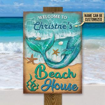 Personalized Mermaid Welcome To Beach House Metal Sign - Thegiftio UK