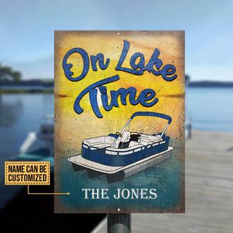 Pontoon On Lake Time Custom Metal Sign - Gift for Friends - Thegiftio UK
