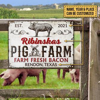 Pig Farm Fresh Bacon Custom Metal Sign - Gift for Farmers - Thegiftio UK
