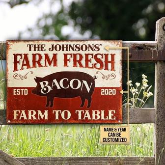Personalized Pig Fresh Bacon Metal Sign - Gift for Farmers - Thegiftio UK