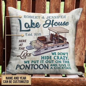 Pontoon Crazy Lake House Personalized Pillow - Gift for Home - Thegiftio UK