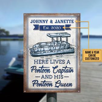 Pontoon Here Lives Custom Metal Sign - Gift for Friends - Thegiftio UK
