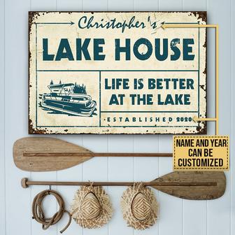 Personalized Pontoon Lake House Metal Sign - Gift for Home - Thegiftio UK