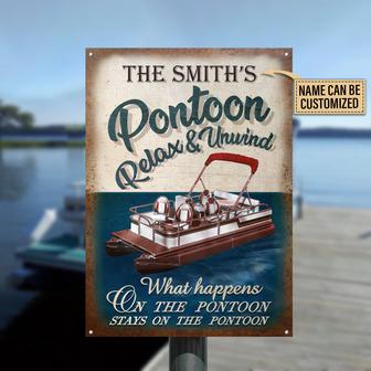 Personalized Pontoon What Happens On The Pontoon Metal Sign - Thegiftio UK
