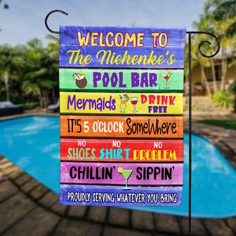 Personalized Pool Bar Rules Flag for Homeowners - Thegiftio UK
