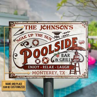 Personalized Pool Bar Grill Red Custom Metal Sign - Gift - Thegiftio UK