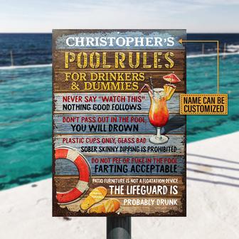 Personalized Pool Rules Custom Metal Sign - Gift for Friends - Thegiftio UK