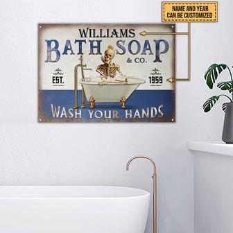 Personalized Skeleton Blue Bath Soap Custom Metal Sign - Thegiftio UK