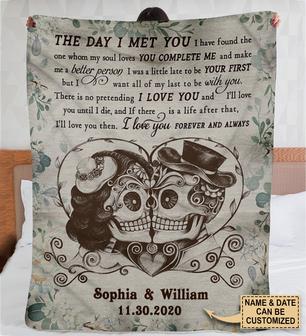 Personalized Skull The Day I Met You Fleece Blanket - Thegiftio UK
