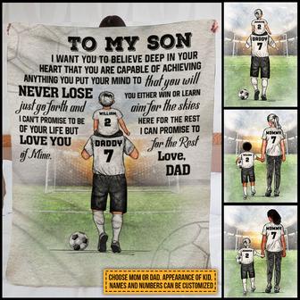 Personalized Soccer Parent And Child Never Lose Custom Fleece Blanket - Thegiftio UK