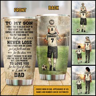 Personalized Soccer Parent And Child Never Lose Tumbler - Thegiftio UK
