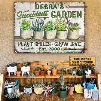 Succulent Garden Plant Smiles Love Custom Metal Sign - Gift - Thegiftio UK