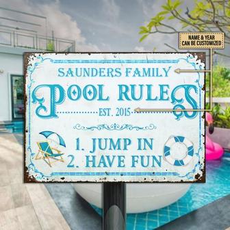 Swimming Pool Rules Jump In Custom Metal Sign - Gift for All - Thegiftio UK