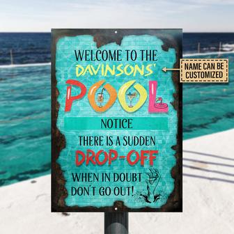 Personalized Swimming Pool Sudden Drop Metal Sign - Gift - Thegiftio UK