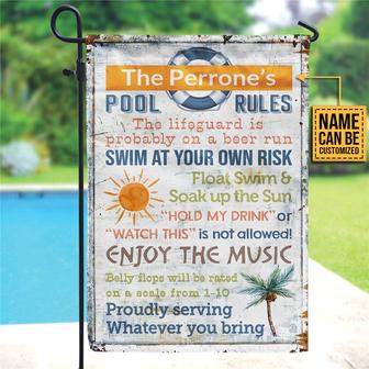 Personalized Swimming Pool Rules Enjoy The Music Flag - Gift - Thegiftio UK