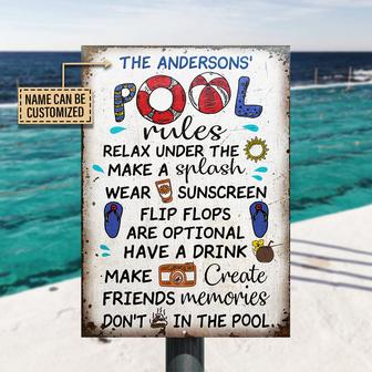 Swimming Pool Rules Personalized Metal Sign - Gift for Home - Thegiftio UK