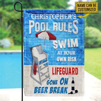 Swimming Pool Swim At Own Risk Personalized Flag - Gift - Thegiftio UK