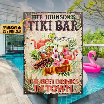 Tiki Bar Flamingo Open All Night Custom Metal Sign - Gift - Thegiftio UK